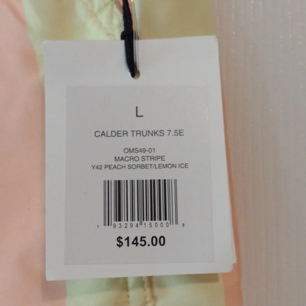 Onia Men's Swim Trunks - Peach and Pale Yellow Stripes
